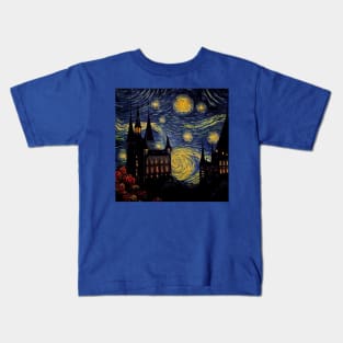 Starry Night Wizarding School Van Gogh Kids T-Shirt